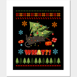 Funny Cat christmas What Tree Ugly Posters and Art